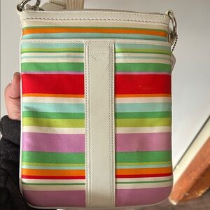 Coach Hampton Multicolor Stripe Crossbody Bag